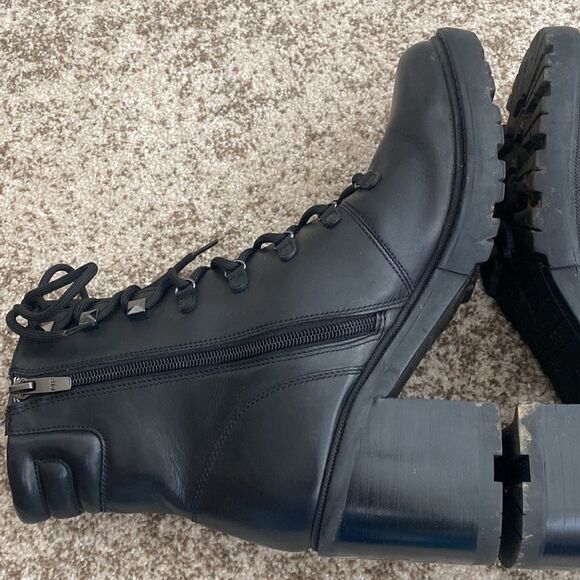MARC FISHER Laboni Leather Combat Boots 10 - Picture 6 of 10